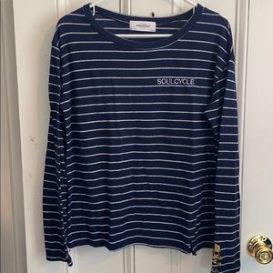 Soul cycle blue striped cozy sweatshirt